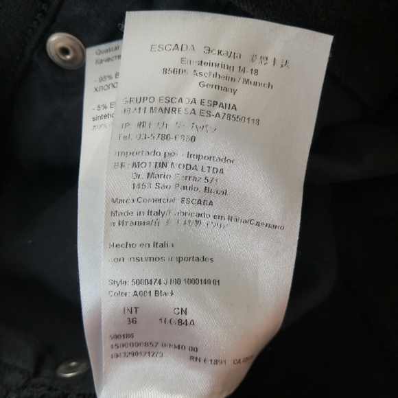 Escada Sport Linda Straight Leg Black Jeans GE 36 (6 US) - Picture 12 of 16